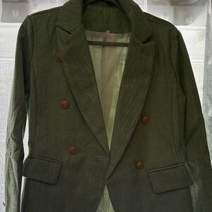Green Double-Breasted Blazer